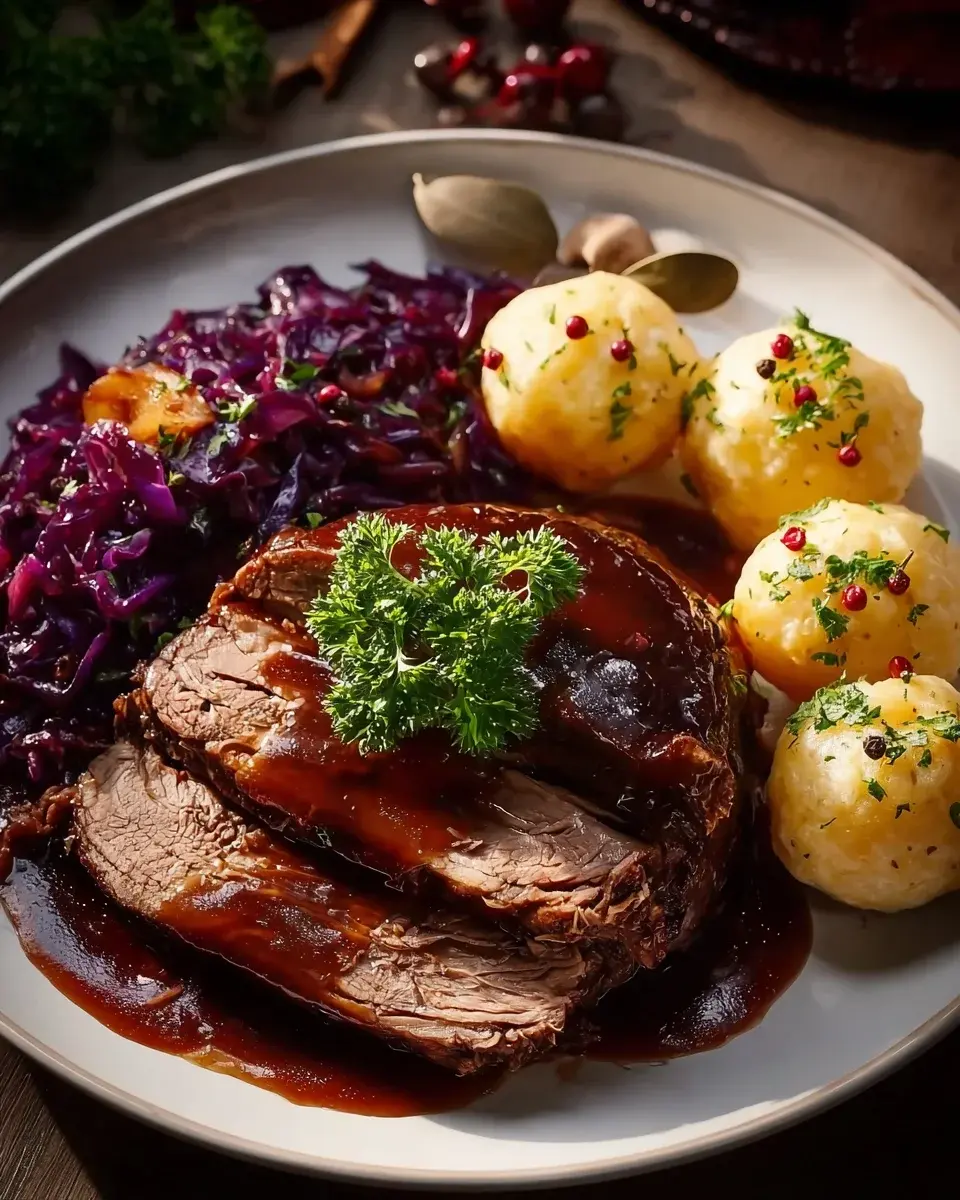 Weihnachtsbraten mit Rotwein Zwiebelsauce