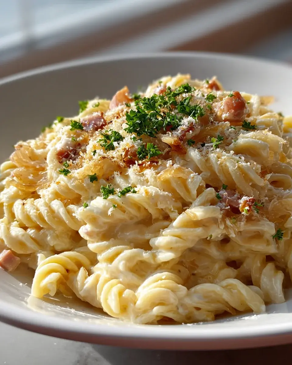 Zwiebel Sahne Nudeln