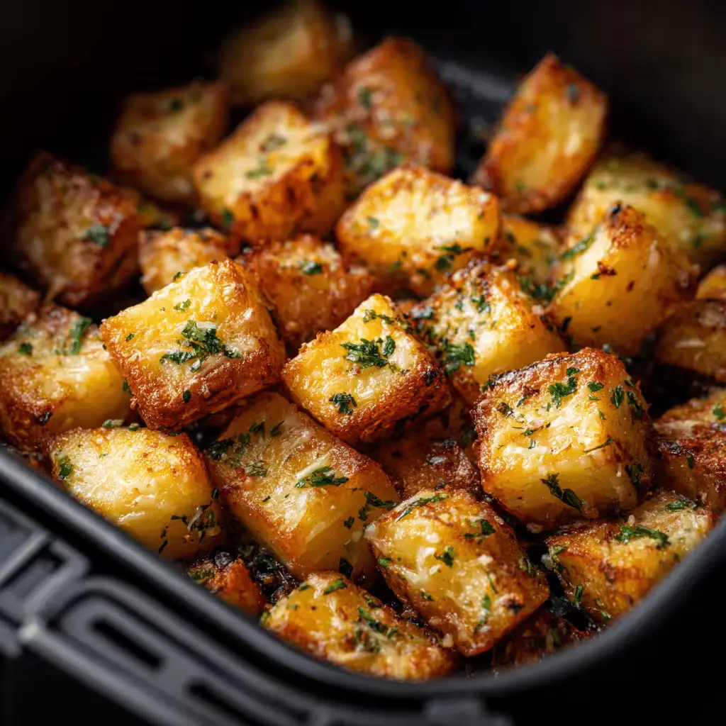 Airfryer Kartoffelwürfel Knoblauch Parmesan