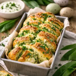 Herzhaftes Bärlauch-Zupfbrot für den Osterbrunch