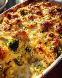 Brokkoli Hähnchen Auflauf mit Frischkäse und Mozzarella