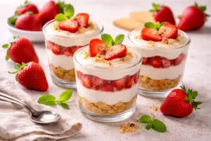 Erdbeer-Dessert im Glas