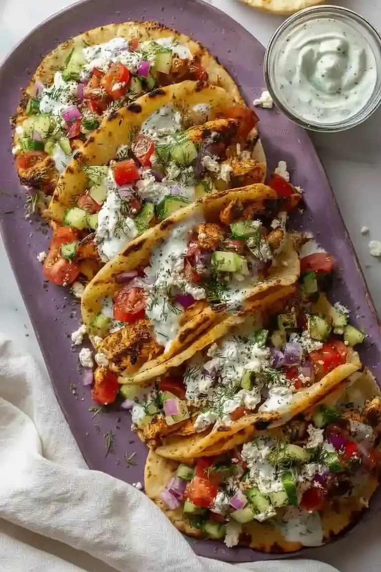 Griechische Hähnchen Gyros Smash Tacos Rezept