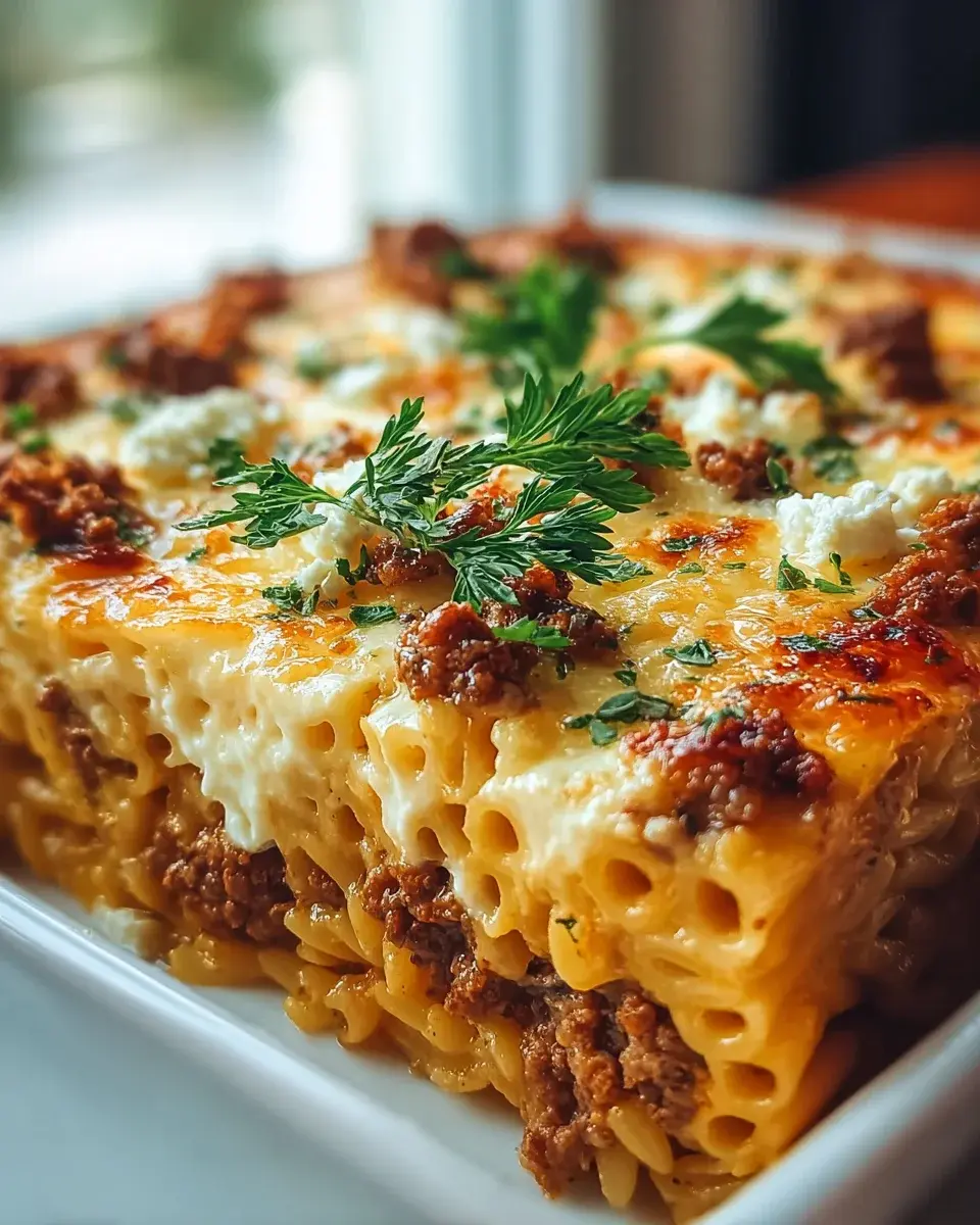Griechischer Nudelauflauf Hackfleisch Feta