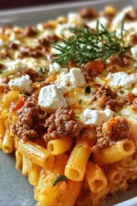 Griechischer Nudel-Auflauf mit Feta und Hackfleisch