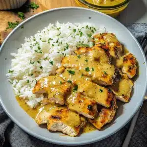 Honig-Senf-Hähnchen mit Reis