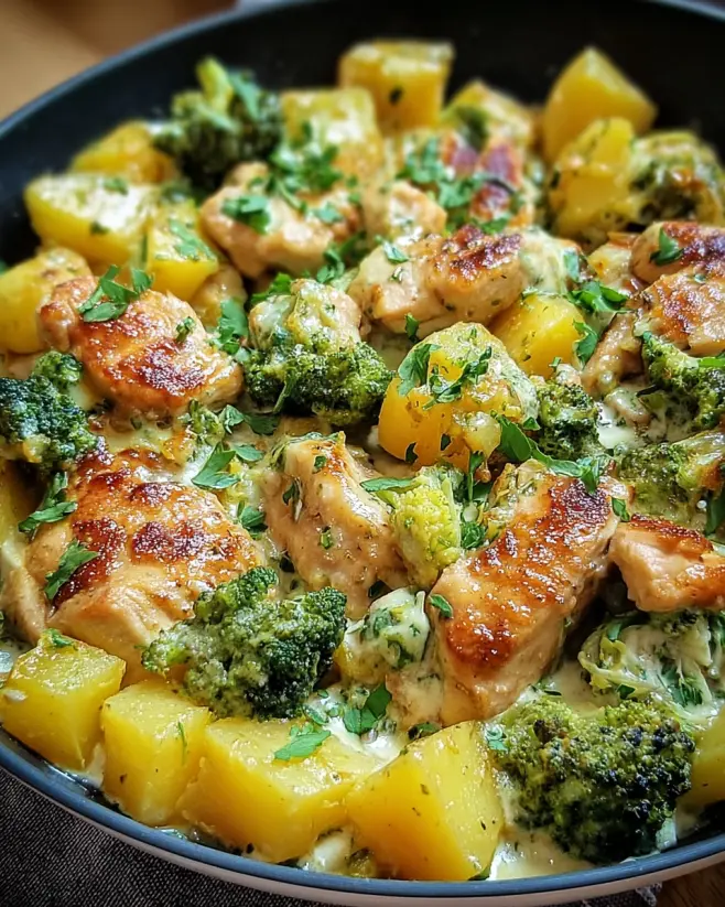 Kartoffel Hähnchen Pfanne Brokkoli Rezept