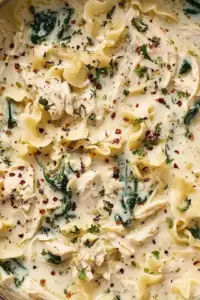 Lasagne-Suppe mit Hähnchen und Drei Käsesorten