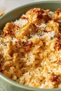 Hähnchen nach Art ‘Marry Me’ mit Tomatenreis aus einer Pfanne