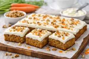 Saftiger Möhrenkuchen vom Blech mit Frischkäsefrosting