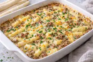 Herzhafter Weißer Spargel mit Hackfleisch