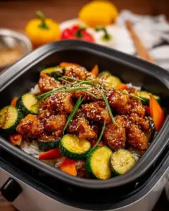 Teriyaki-Hähnchen mit Zucchini und Karotten aus dem Airfryer