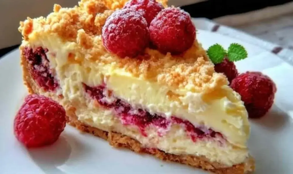 Vanille Himbeer Käsekuchen Streusel
