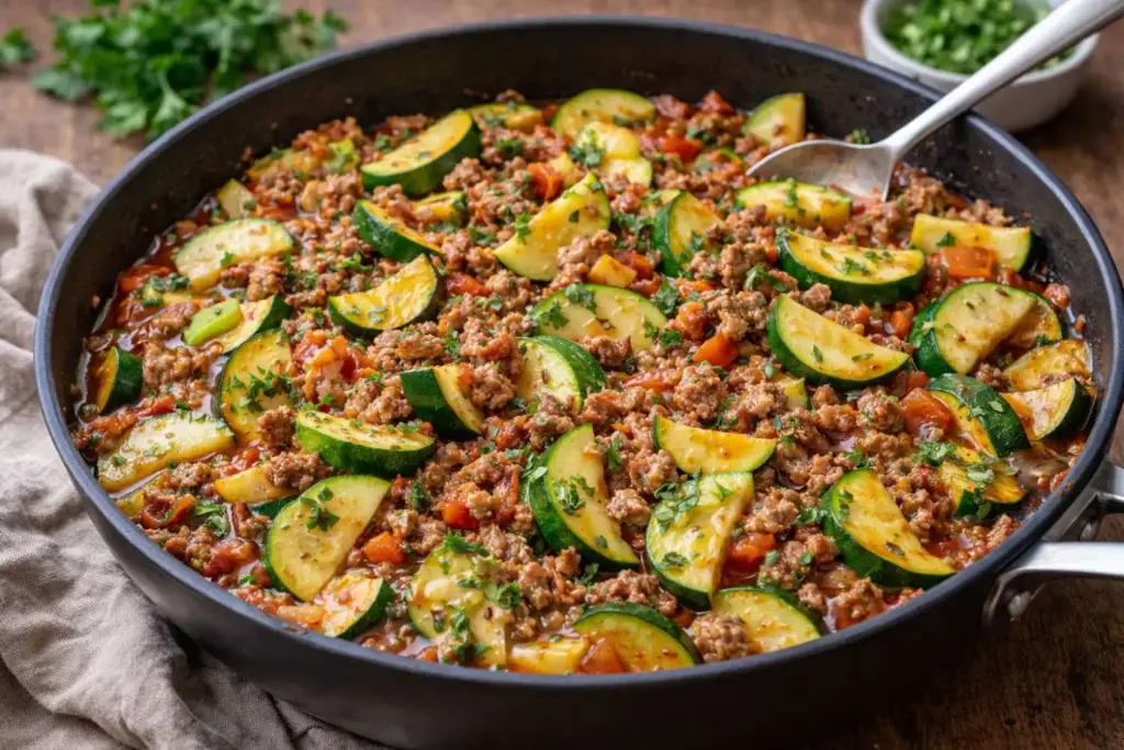 Zucchini Hackfleisch Pfanne