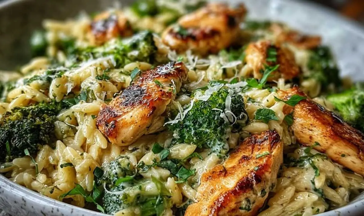 cremiges Hähnchen Brokkoli Orzo Rezept