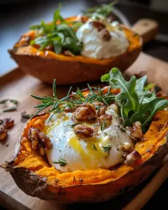 Gefüllte Süßkartoffeln mit Burrata