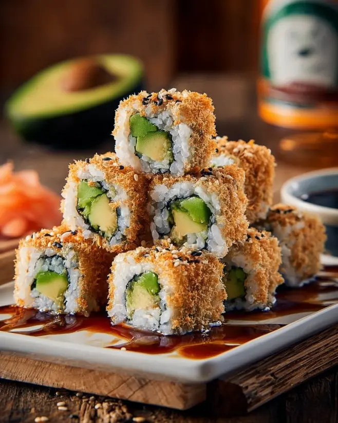 knusprige avocado sushi rollen zubereitung