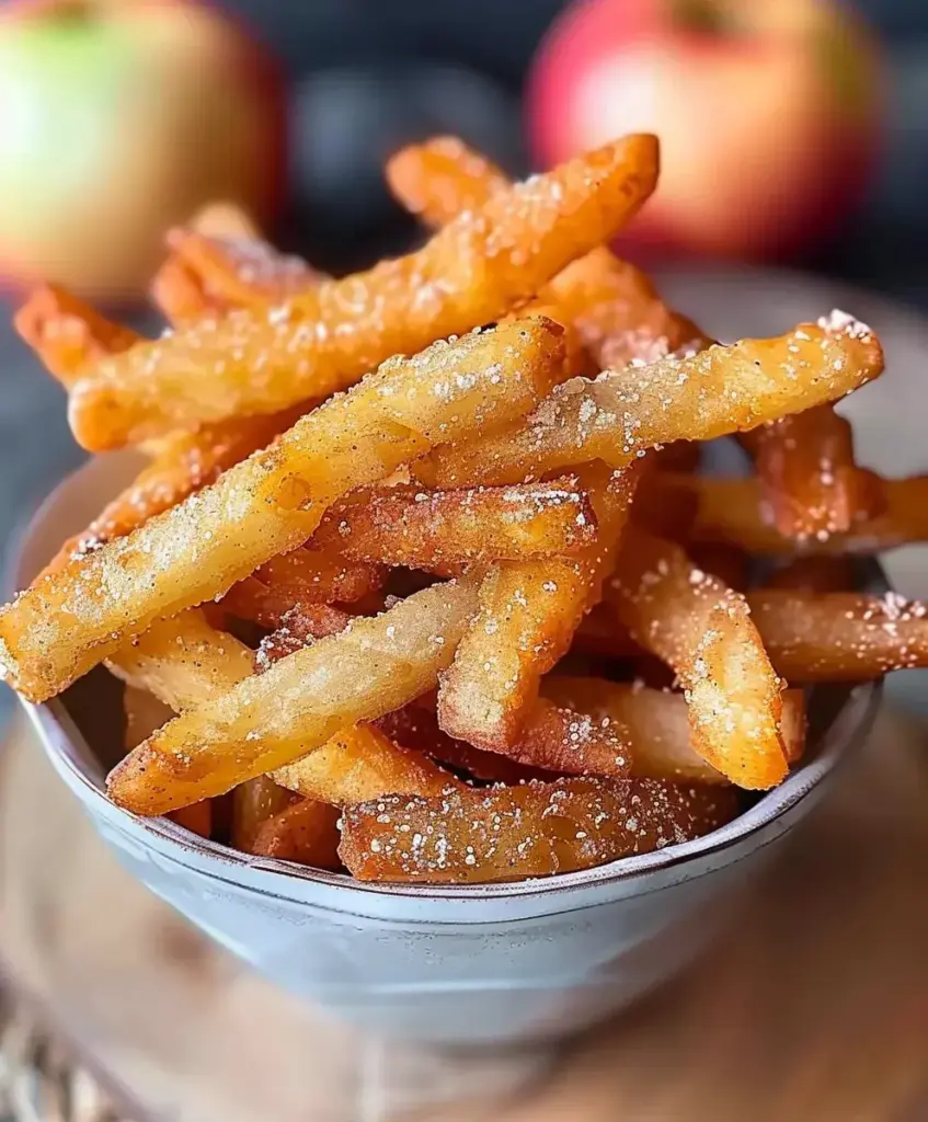 Apfel Pommes Heißluftfritteuse zubereiten