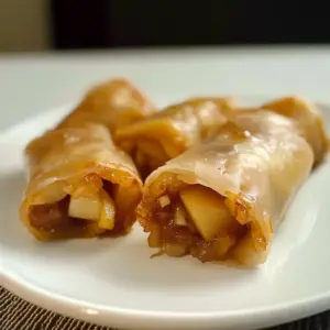 Gebackene Apfelkuchen-Reisblatt-Rollen
