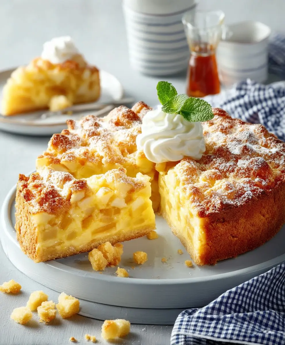 Apfelkuchen mit Pudding backen