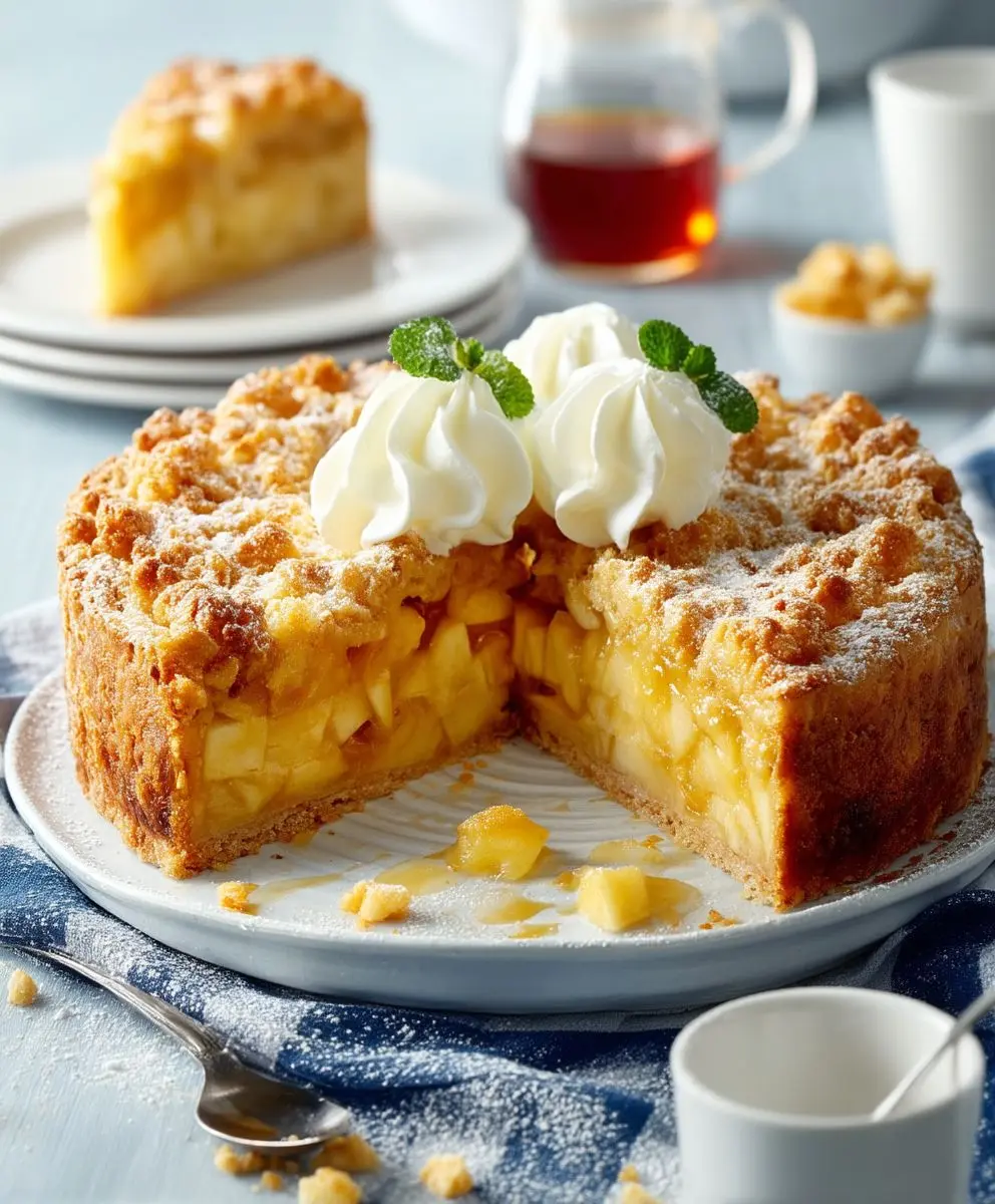 Apfelkuchen mit Pudding backen