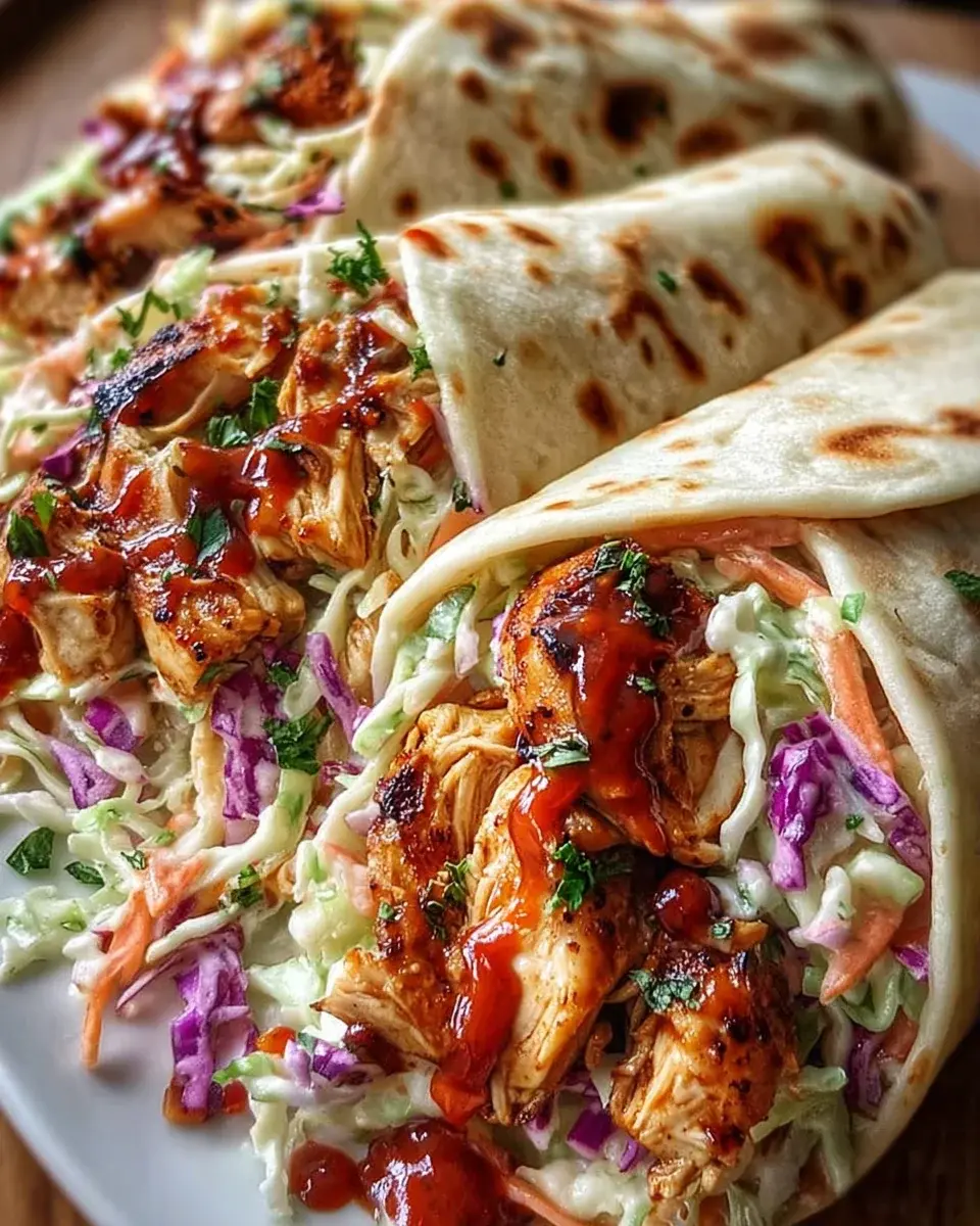 BBQ Hähnchen Coleslaw Wraps Rezept