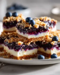 Blaubeer-Crumble-Cheesecake-Bars vom Blech