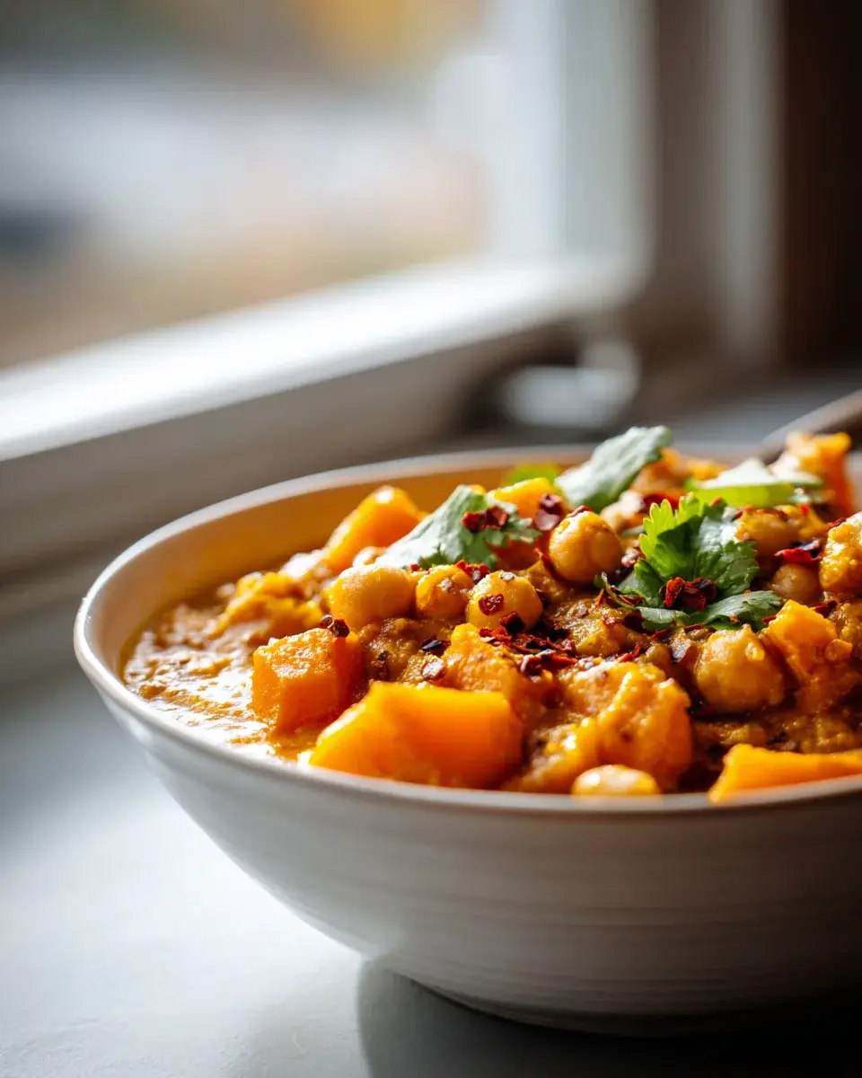 Butternut Kürbis Kichererbsen Curry