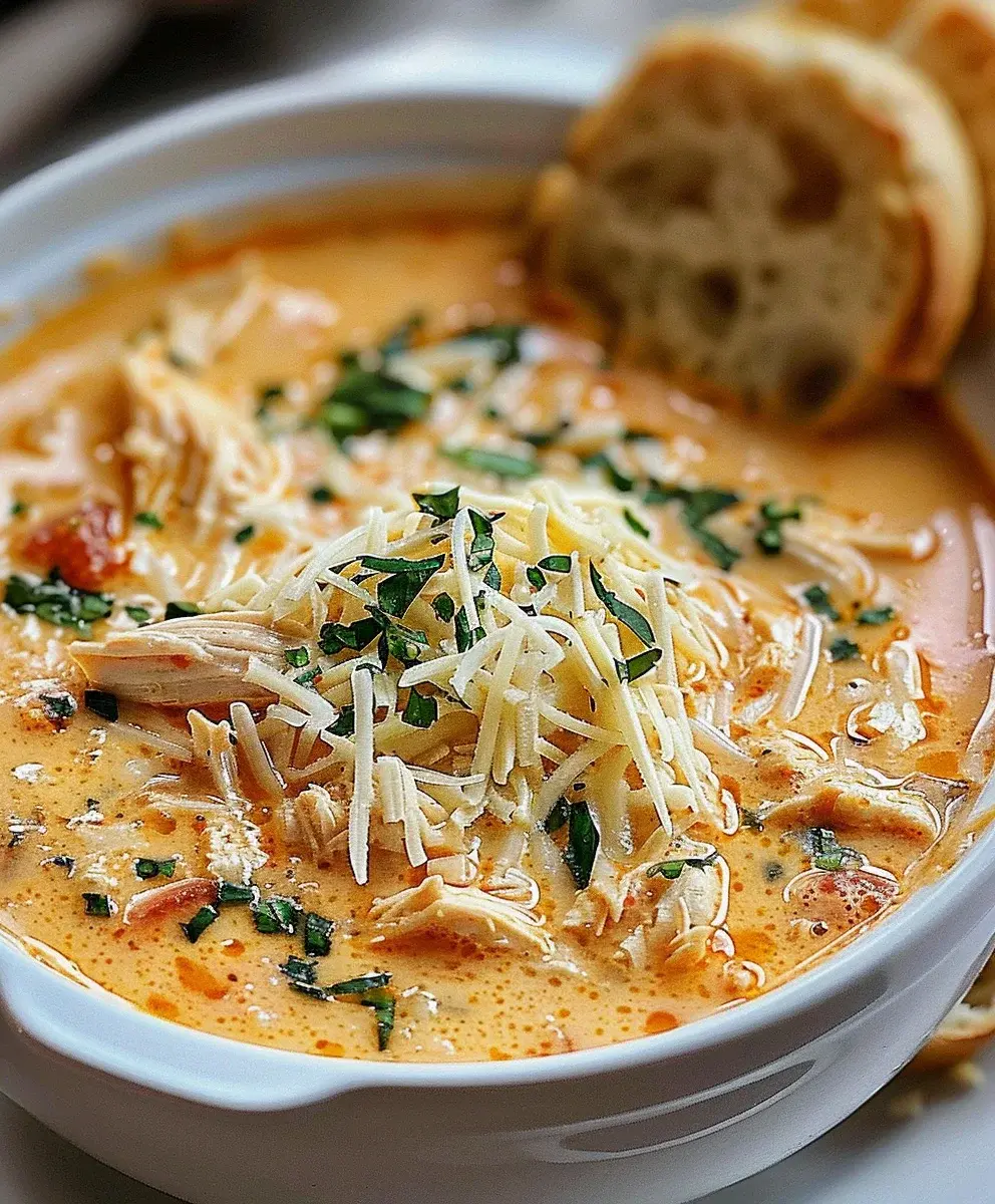 Cremige Hähnchen Parmesan Suppe