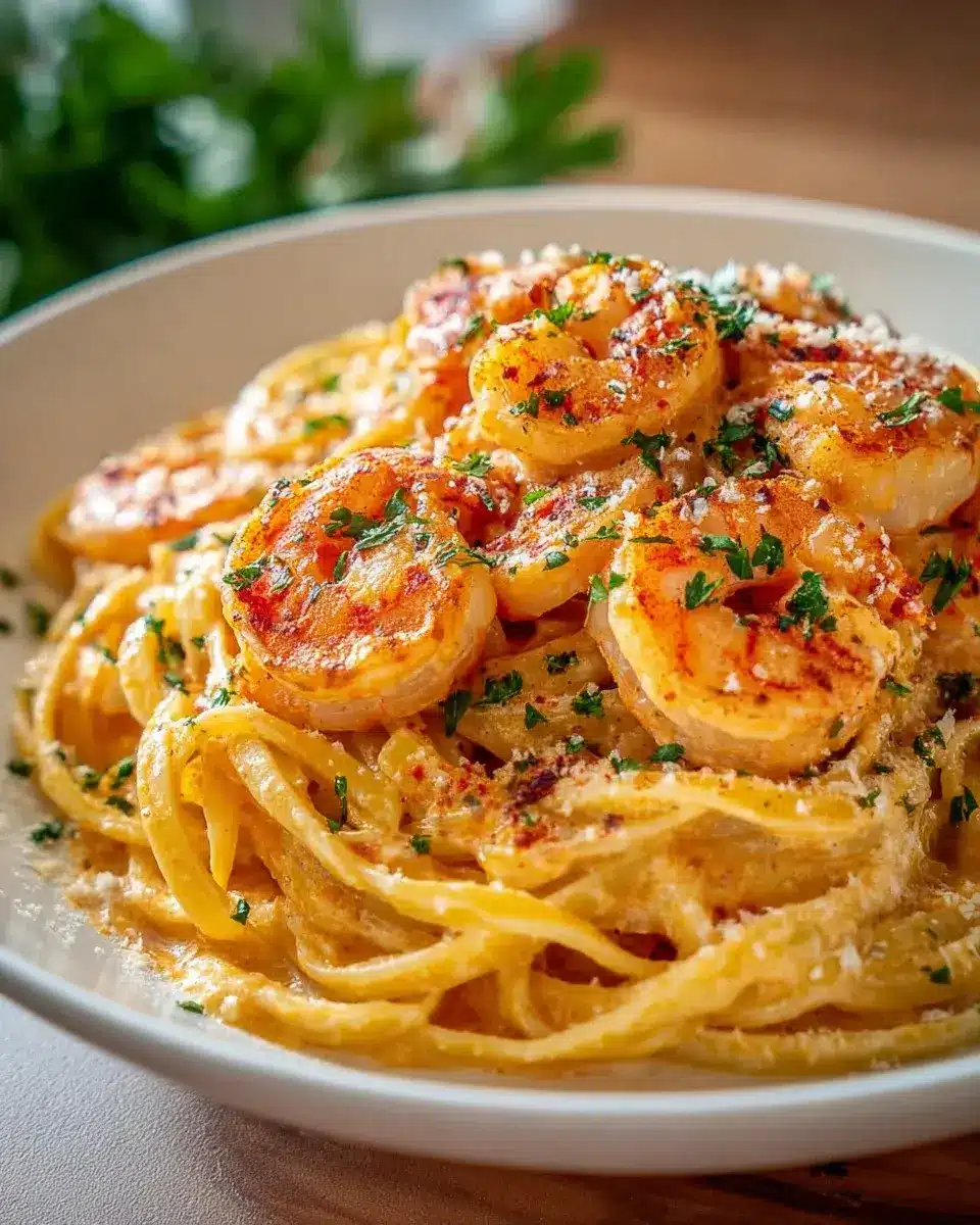 CremigeKnoblauchGarnelenPasta
