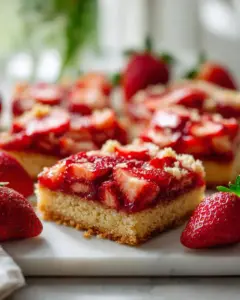 Erdbeer-Shortbread-Cookie-Bars mit Streuseln