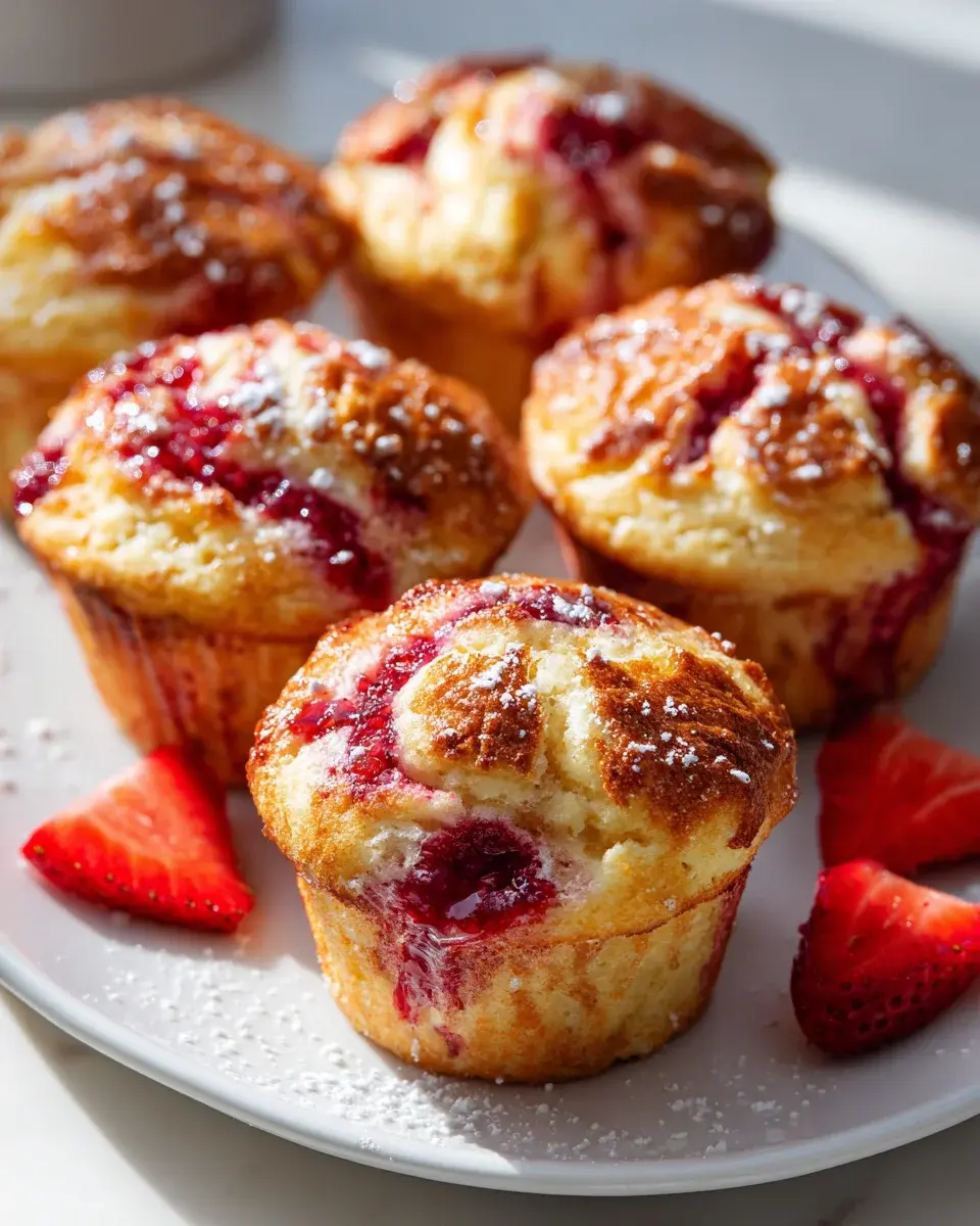 Erdbeermarmeladen Joghurt Muffins Rezept