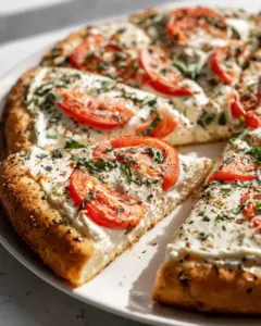 Fathead Teig Pizza mit Frischkäse und Mandeln