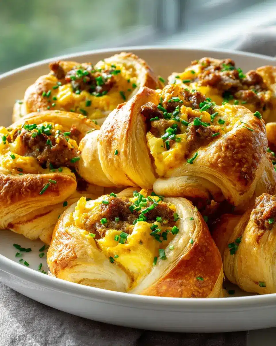 Frühstücks-Roll Ups mit Wurst und Ei