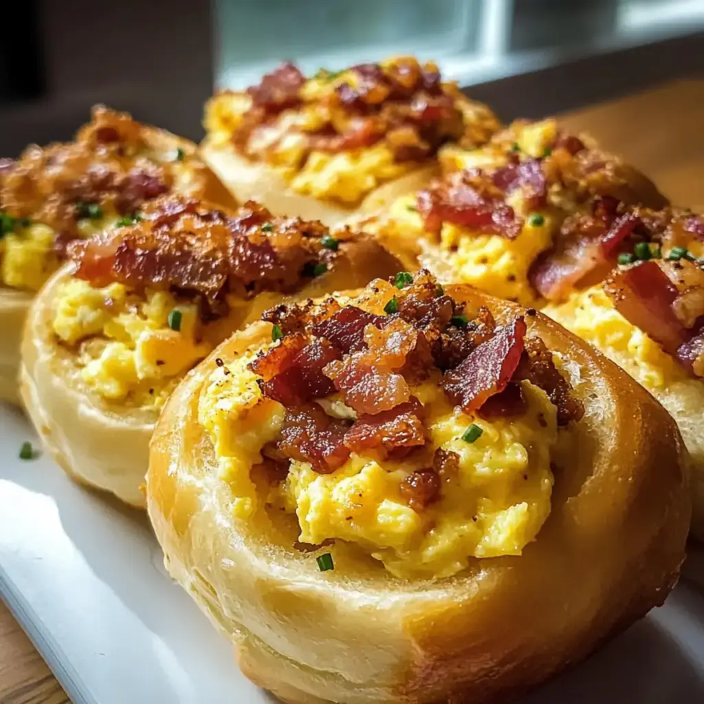 Frühstücksrollen mit Rührei und Speck