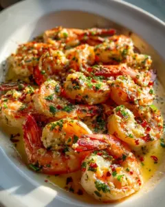 Würzige Griechische Garnelen-Scampi mit Chiliflocken und Kräutern