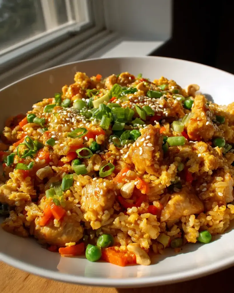 Gebratener Reis mit Hähnchen und Cashews