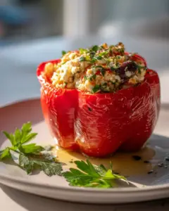 Mediterrane Gefüllte Paprika Mit Feta Und Oliven