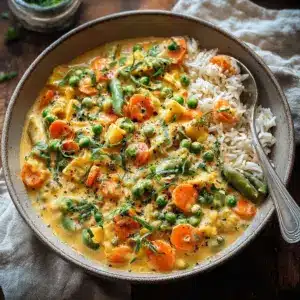 Cremiger Gemüse Reis mit Frischkäse Sauce