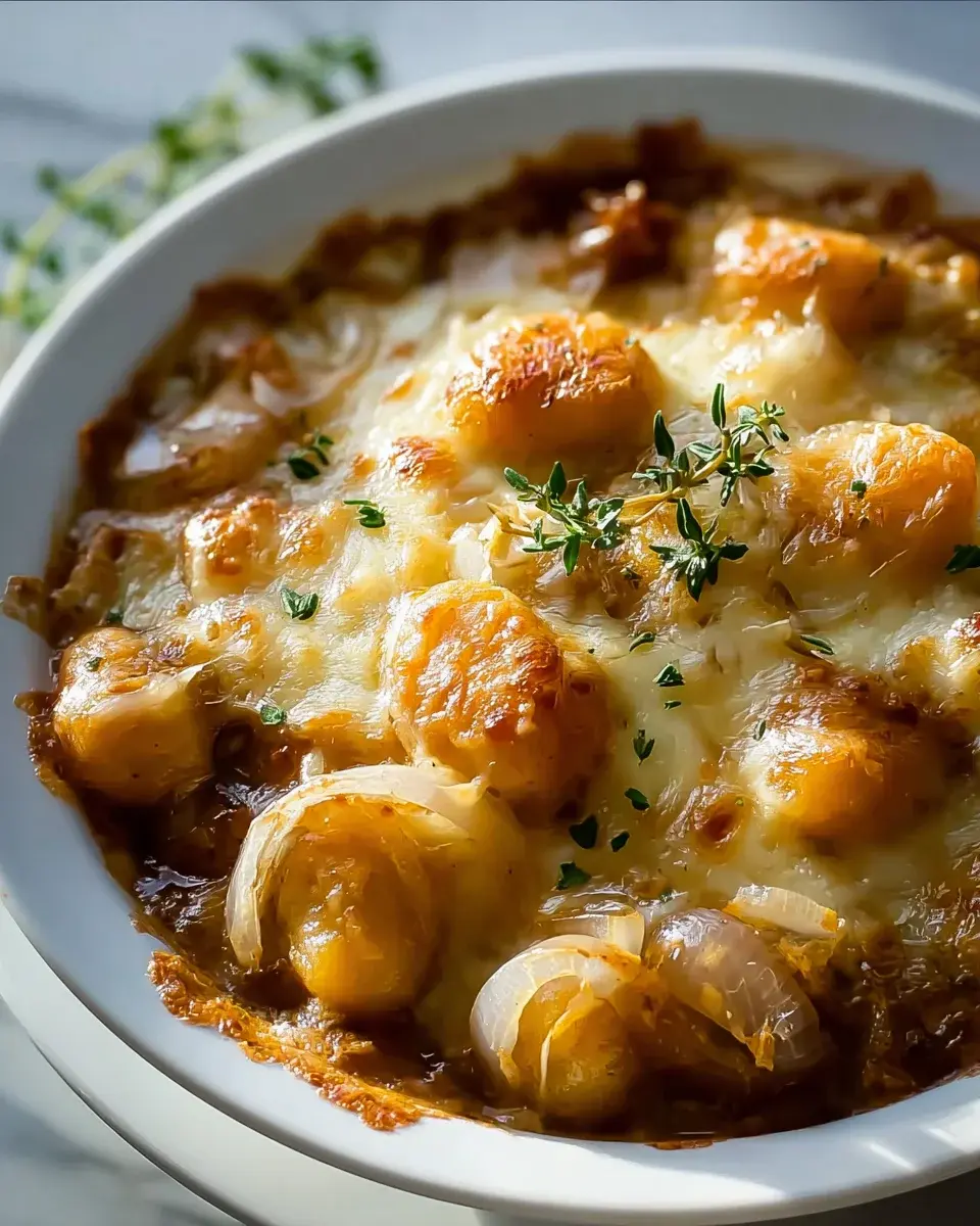 Gnocchi mit karamellisierten Zwiebeln überbacken