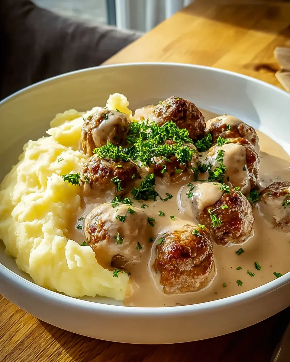 Hackbällchen in cremiger Sauce Rezept