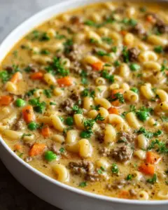 Slow Cooker Rinder-Hamburg-Makkaroni-Suppe