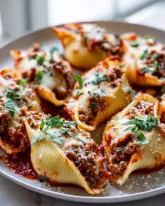 Käse-Hackfleisch Gefüllte Muschelnudeln (Cheesy Ground Beef Stuffed Shells)
