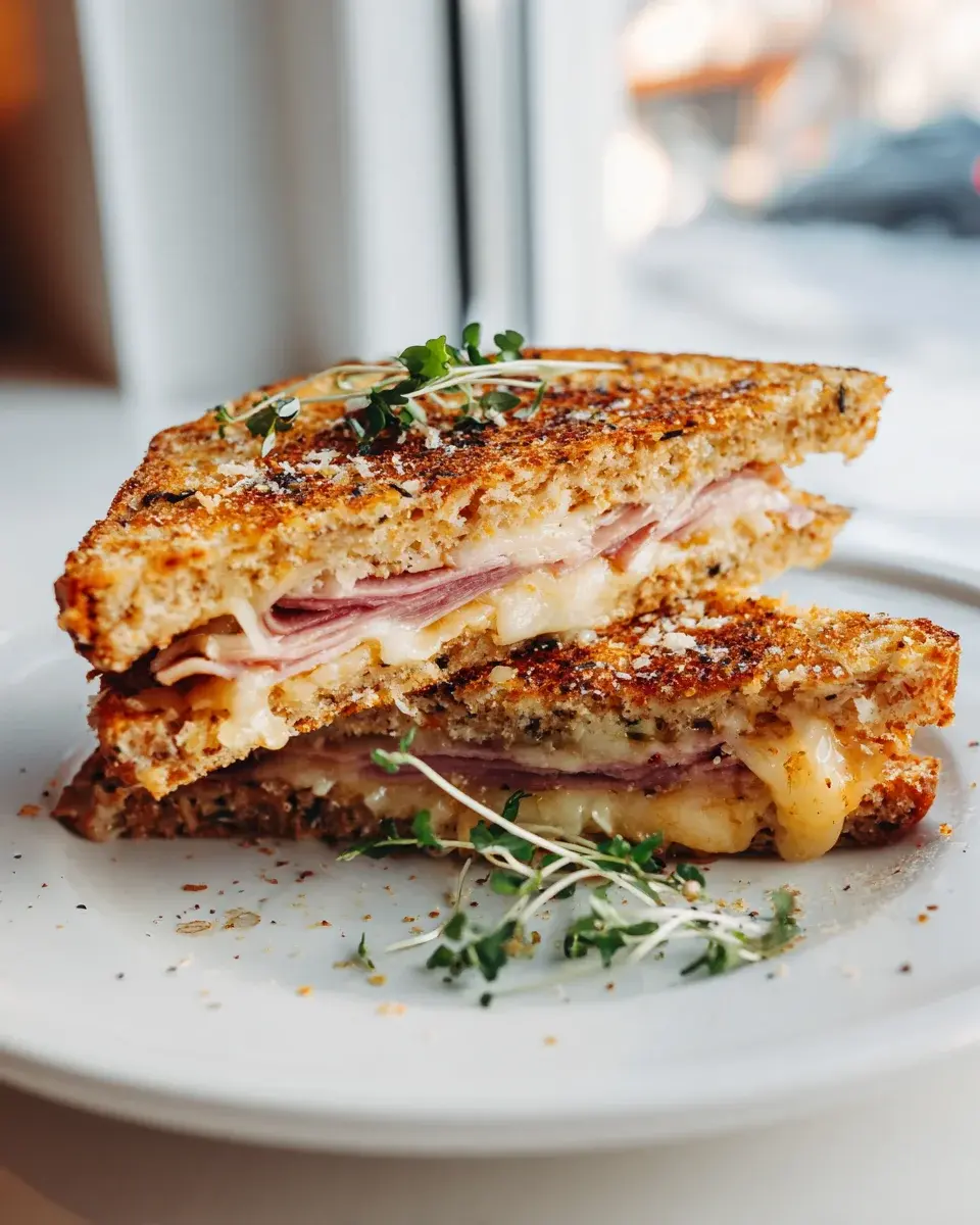 Haferbrot Panini Rinderham Käse