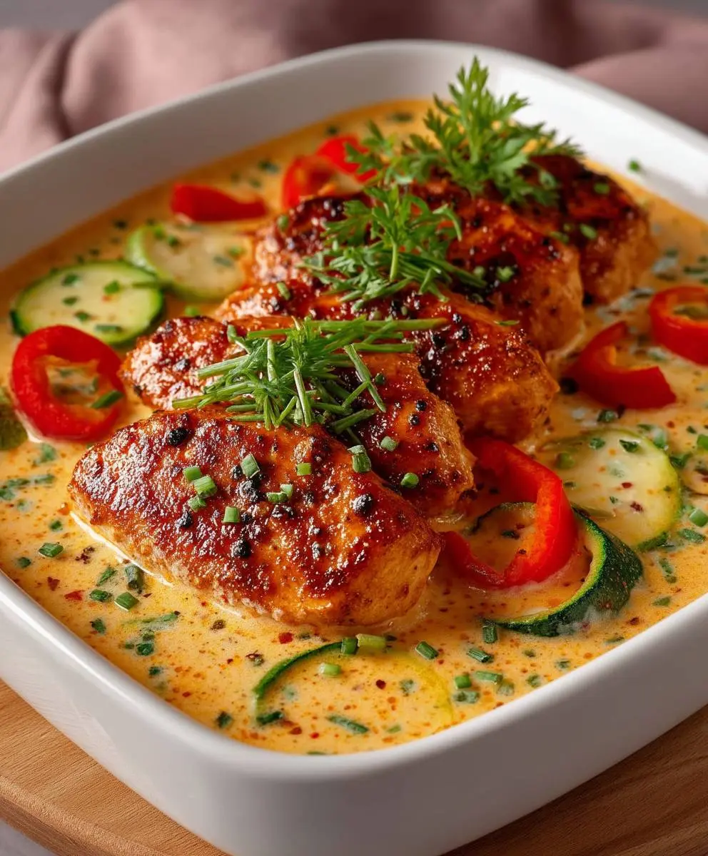 Hähnchen Frischkäsesoße Paprika Zucchini Rezept