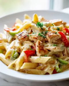 Chicken Cheesesteak Pasta Bake
