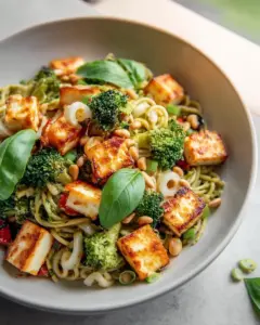 Bunter Halloumi Nudelsalat