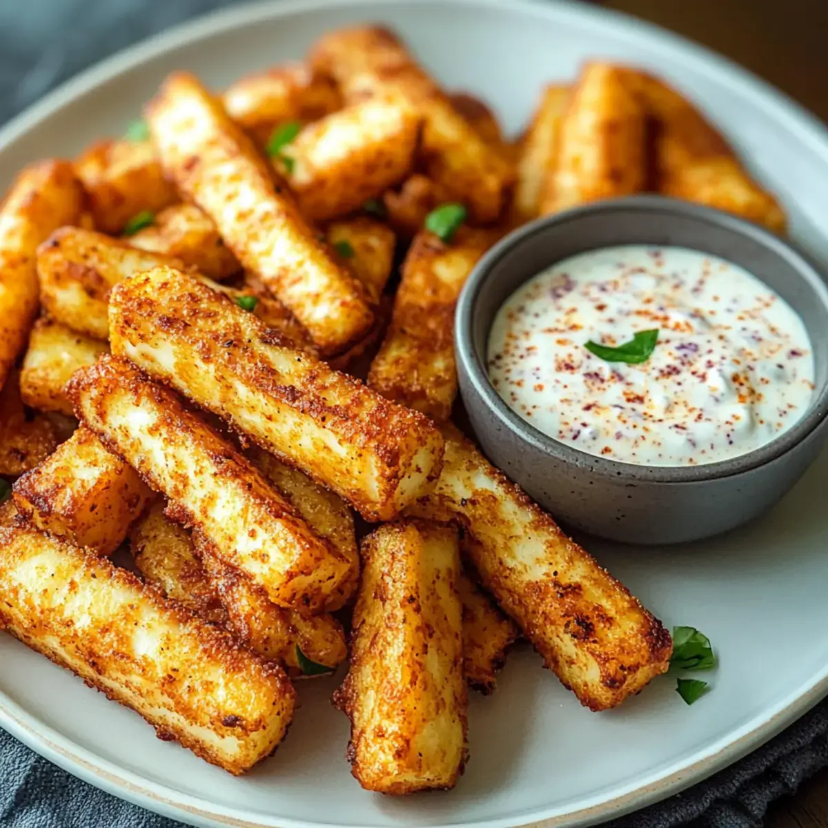 Halloumi Pommes Heißluftfritteuse