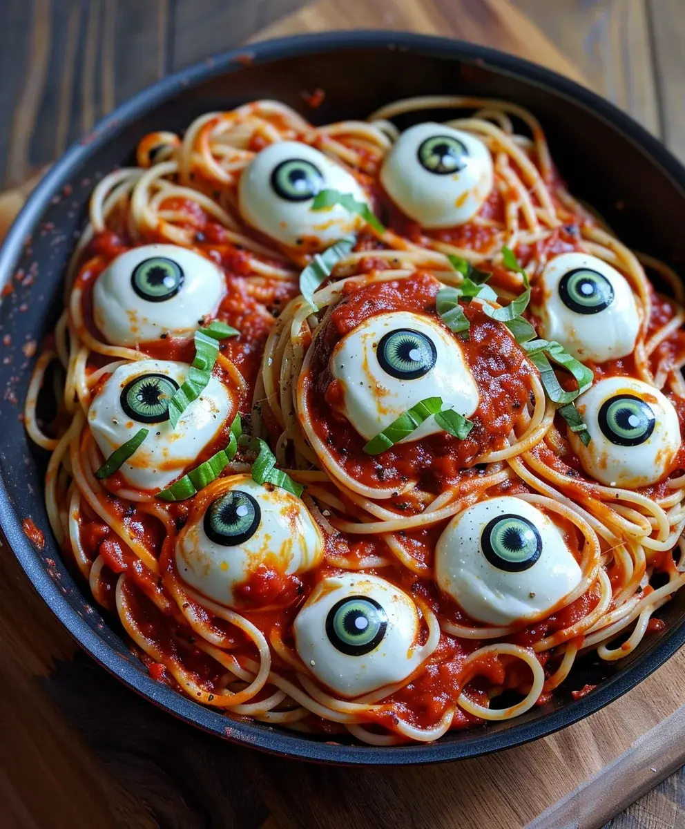 Halloween Rezept Spaghetti Augen