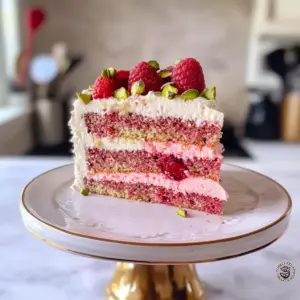 Zarter Rose und Pistazien Naked Cake
